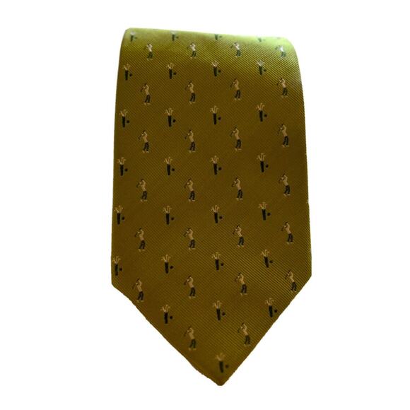 Beau Brummell Soho Men’s Tie Golf Man 3.5” Designer Handmade 100%‎ Silk Necktie - Picture 3 of 6